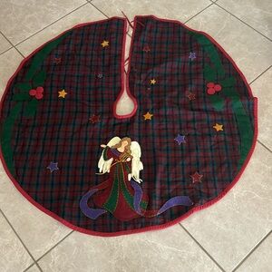 Vintage embroidered stars angel tree skirt
